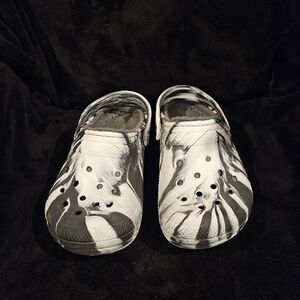 Stylish Black and White Fleece lined Crocs for Women